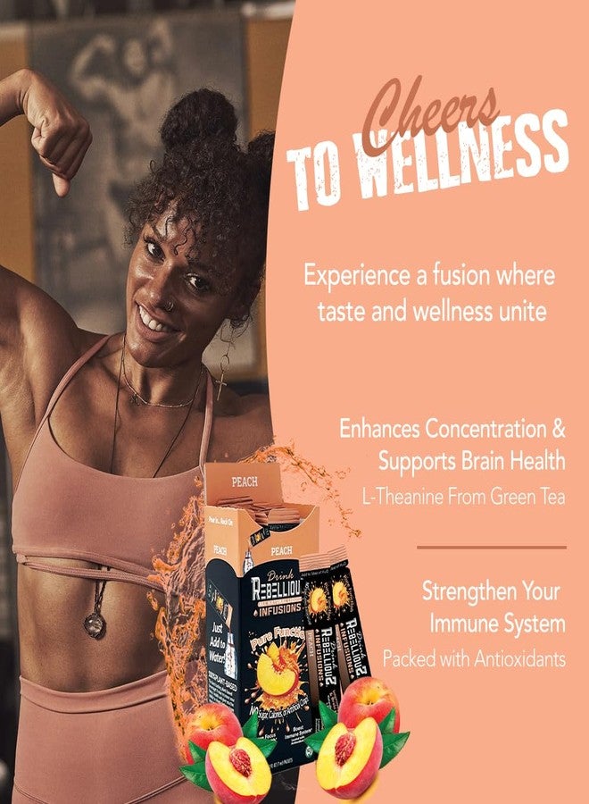 Rebellious Peach Organic Drink Mix – Organic Zero Calorie Energy Drink Mix | Monk Fruit & Green Tea Extract | L-Theanine + Natural Caffeine | 100% Plant-Based | Pack of 10 | Keto, Kosher, Gluten-Free - Image 5